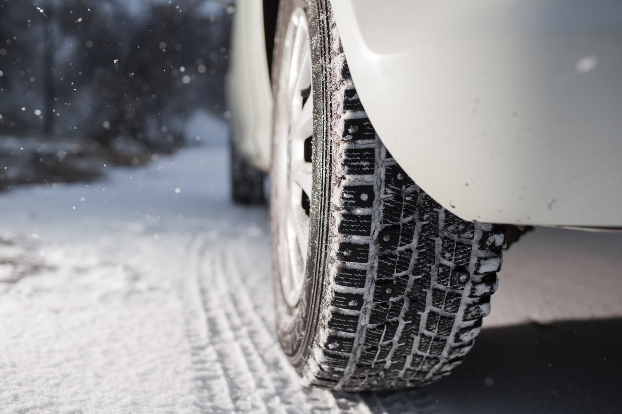 Tire close up in snow