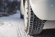 Tire close up in snow